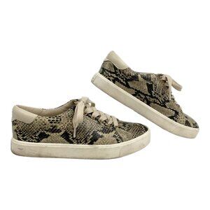 Sam Edelman Beige Snakeskin Print Sneakers | Size 7.5